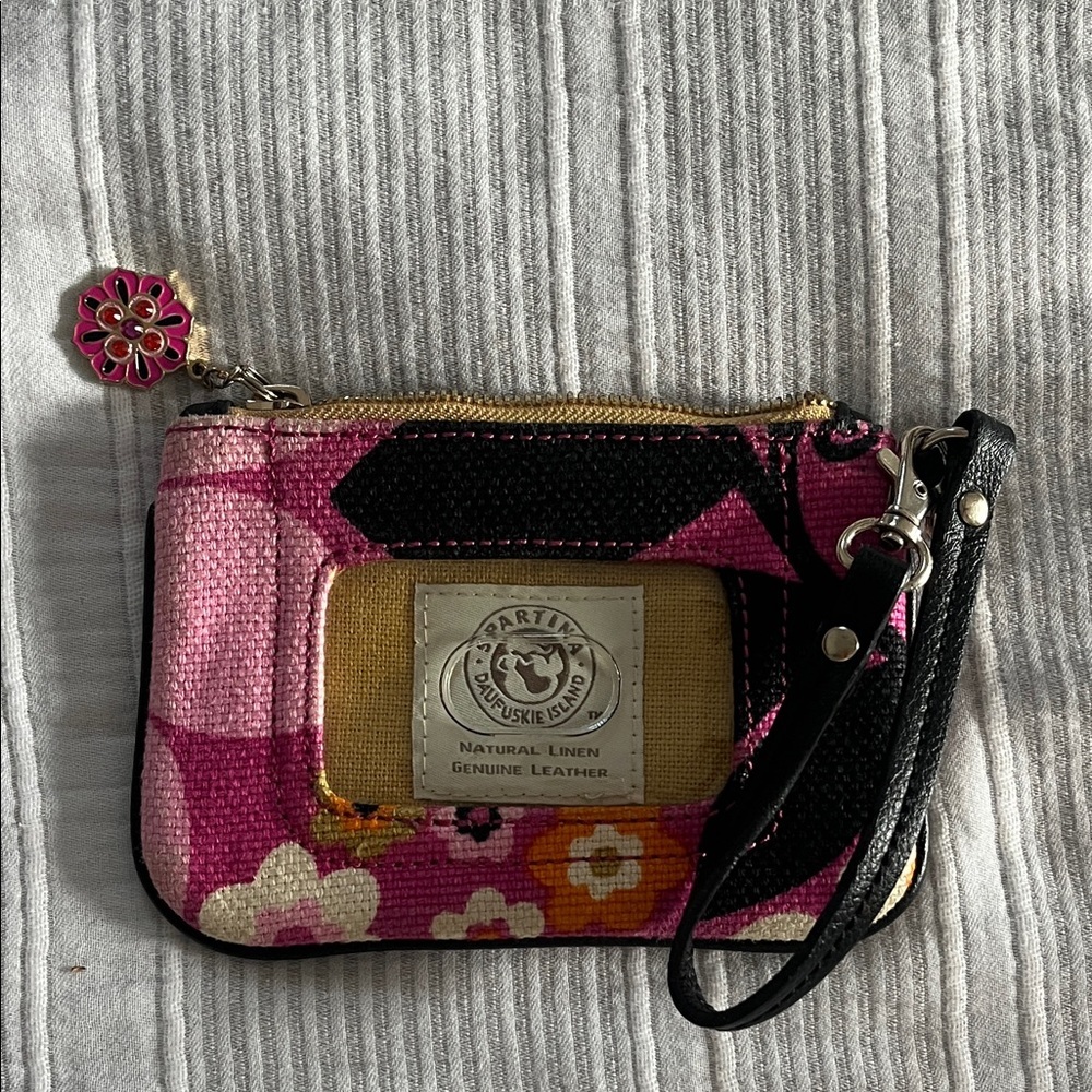 Spartina 449 Pink and Black Floral Wristlet